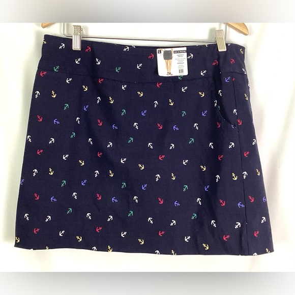 Jupe Courte J.CREW Marine - Ancres Brodées, Taille 6, Coton Blanc - NEUVE Avec étiquettes